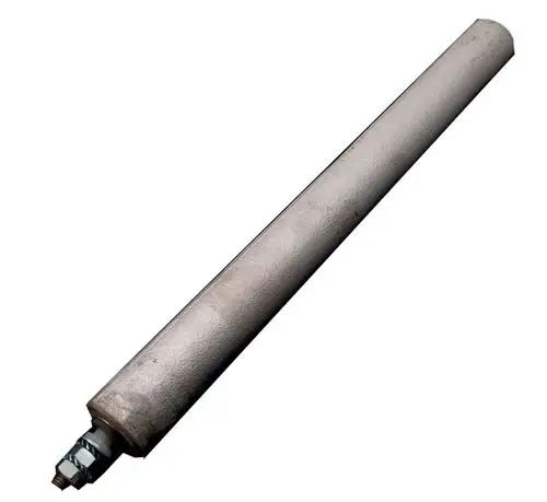 Magnesiumschutzanode von Wolf, länglicher, metallischer Stab mit einer Befestigungsvorrichtung an einem Ende, geeignet für technische Anwendungen.